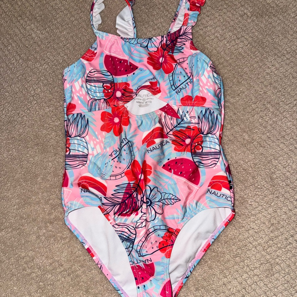 Nautica Kids Swimwear - Pink Floral One-Piece Swimsuit